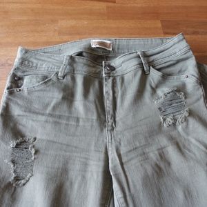 Hart Denim Distressed Jeans -- olive, size 26